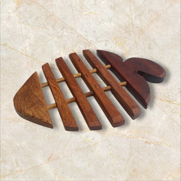 Handmade Strawberry Teak Wood Trivet for Hot Dishes, Pot Pan or Tea Pot Holder - Picture 2 of 10